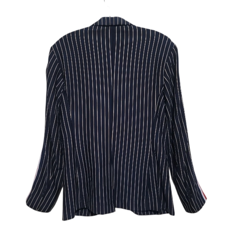 Zara Men Blue White Tan Stripe Blazer W/Pockets Size Small - Picture 4 of 7